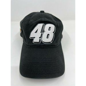 Hat Jimmie Johnson Number 48 Nascar Adjustable Black Apparel Sports Pre-owned